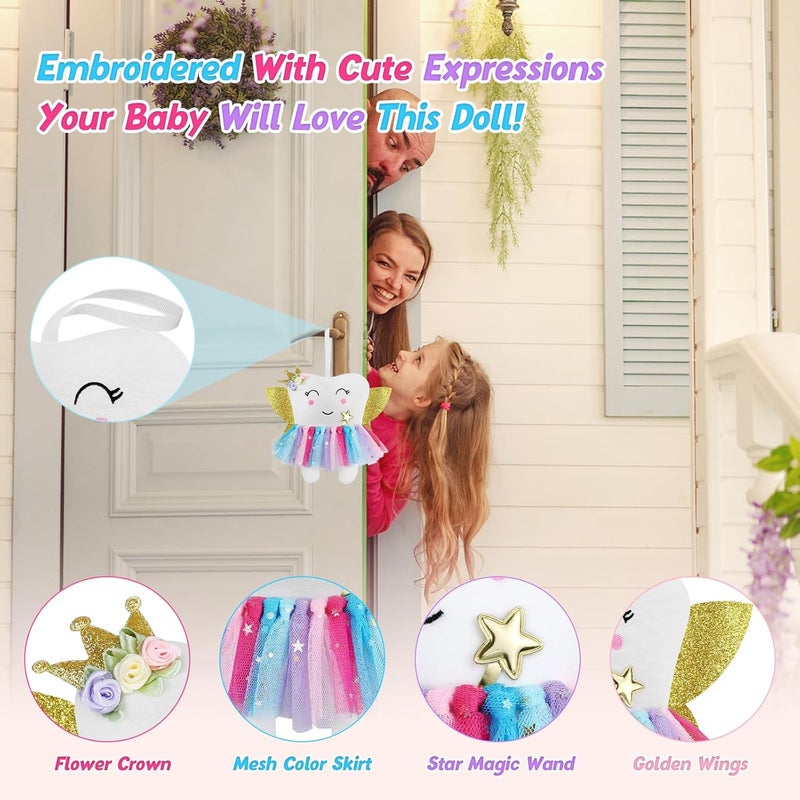 Malihome Beautiful Tooth Fairy Pillow Colorful Skirt Tooth Fairy Doll Lost Teeth Keepsake Gift for Kids - Image 2